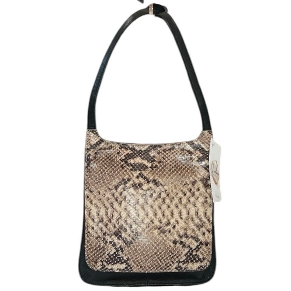 Fossil VINTAGE Snakeskin Black/Gray Crossbody Purse EUC